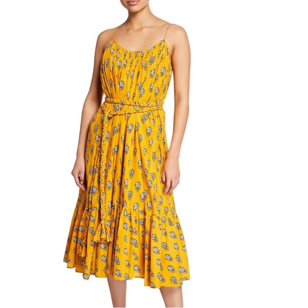 Rhode yellow print midi dress